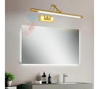 HQHYGM Mirror Front Wall Indoor Waterproof Wall Light with Hand Motion Sensor Wall Lamp with Adjustable Arm Wall Long Strip for Bathroom Vanity Bedroom (Copper -Neutral Light 73cm)