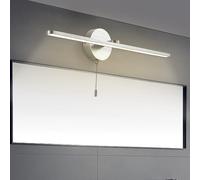 HQHYGM Mirror Front Wall Light Indoor Waterproof Wall Lamp with Pull Cord Wall Long Strip Wall Aluminium for Bathroom Bedroom Living Room (Silvery Neutral Light)