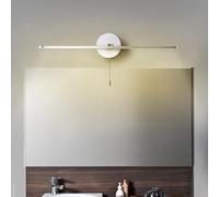 HQHYGM Mirror Front Wall Light Indoor Waterproof Wall Lamp with Pull Cord Wall Long Strip Wall Aluminium for Bathroom Bedroom Living Room (Silvery Warm Light)