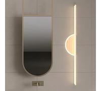 HQHYGM Mirror Front Wall Light Minimalist Linear Long Wall Interior Iron Wall Bathroom Decorative (Not Solid Wood) for Living Room Bedroom Corridor (60cm Shallow Wood Neutral)