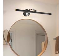 HQHYGM Mirror Front Wall Light with Motion Sensor Wall Lamp with 17-22cm Adjustable ArmWall 210° Rotation Wall Indoor Waterproof for Vanity Bathroom Living Room (Black-Warm Light 58cm)