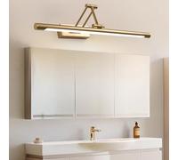 HQHYGM Mirror Wall Lamp Bathroom Waterproof Wall Light Indoor 180° Rotatable Wall with Adjustable Arm Wall Long Strip Iron Acrylic for Vanity Corridor (Copper -Warm Light 58cm)