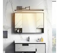 HQHYGM Mirror Wall Light Waterproof Bathroom Wall Sconces Rotatable Acrylic/Iron Wall Minimalist Long Indoor Decorative for Living Room Bedroom Corridor (82cm Black Warm Light)