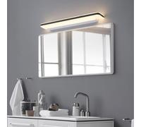 HQHYGM Mirror Wall with Waterproof Bathroom Wall Lamp Acrylic/Iron Long Rectangular Wall Indoor Minimalist for Living Room Bedroom Hallway (80cm White Warm Light)