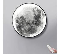 HQHYGM Moon Wall Light Child Room Wallp with Remote Control Round Moonp-3D Bedsidep 3000K-6000K Indoor Decorate Ceiliwall Light for Bedroom Liviroom/38W/80Cm