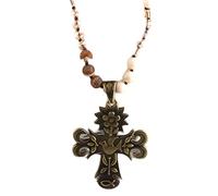 HQHYGM Multi Natural Stones Knotted Western Cross Necklace For Women, Bohemian Style Western Cross Necklace - Vintage Cross Necklace, Men's Western Necklace For Birthday