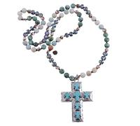 HQHYGM Multi Natural Stones Knotted Western Cross Necklace For Women, Bohemian Style Western Cross Necklace - Vintage Cross Necklace, Men's Western Necklace For Birthday