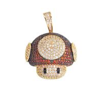 HQHYGM Mushroom Necklace For Women and Men, Mushroom Head Shape Pendant Bling Cubic Zirconia Men's Hip Hop Rock Jewelry Necklace, Mushroom Choker