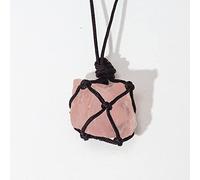 HQHYGM Natural Crystal Quartz Net Pocket Pendant Crystal Necklace Stone Reiki Hangings Craft with Weave Rope Stone Colleion (Color : Rose Quartz)