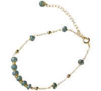 HQHYGM Natural Feng Shui Blue Jade Bracelet for Women Genuine Yoga Jadeite Blue Water Abacus Bead String S925 Silver Gold Plated
