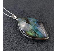 HQHYGM Natural Flash Labradorite Rough Stone Pendants Necklace Random Shapes Fashion Charms Creativity Jewelry Stone Mineral Specimen (Color : Necklace)