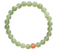 HQHYGM Natural Gemstone Bracelet, Natural Jade Bracelet for Women Small 6mm Nephrite Jade Amulet Good Luck Bracelet Talisman Stone Attract Wealth Prosperity,White Jade,Gold Bead
