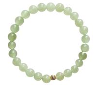 HQHYGM Natural Gemstone Bracelet, Natural Jade Bracelet for Women Small 6mm Nephrite Jade Amulet Good Luck Bracelet Talisman Stone Attract Wealth Prosperity,White Jade,Gold Bead