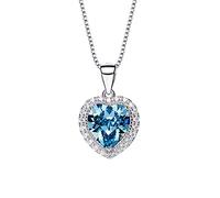 HQHYGM Necklace Crystal Heart Pendant for Women Birthday Stone FineJewelry Birthday Wedding Jewelry Gifts (Gem Color : August, Length : 45cm) (45cm November)