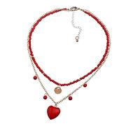 HQHYGM Necklace Heart Pendant Statement Fashion Two Layer Seed Bead Chains Natural Stone Necklace for Women Gift (Metal Color : Turquoise) (A Purple Turquoise)