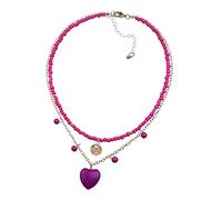 HQHYGM Necklace Heart Pendant Statement Fashion Two Layer Seed Bead Chains Natural Stone Necklace for Women Gift (Metal Color : Turquoise) (A Purple Turquoise)