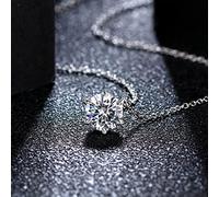 HQHYGM Necklace Pendant Round Cut 1.0 D Color White Moissanite Pass Diamond for Women Necklace