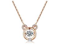 HQHYGM Necklaces for Women Girls Genuine Bear Gemstone Pendant Necklace Rose Pendant Necklace Birthstone Crystal Jewelry Gifts for Women Choker Necklaces Household