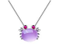 HQHYGM Necklaces for Women Girls Little Crab Pendant Amethyst Pink Crystal Necklace Gemstone Valentine's Day Present Women Jewelry Anniversary Day Birthday Choker Necklaces Household