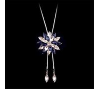 HQHYGM Necklaces Women Long Necklaces for Flower Pendant Layered Y Statement Adjustable Chain Necklace with Gifts,Blue Jewelry Gift (Color : Blue)