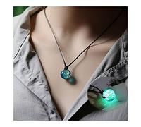 HQHYGM New Stone Fluorescent Spherical Necklace Natural Crystal Glowing in Dark Stone Pendant Necklace Crystal Decorations (Size : Imitation Rhodium Plated)