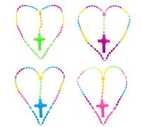 HQHYGM Noctilucent Glowing Rosary Necklaces Catholicism Religious Jewelry Party for Prayer Soft Gel Colorful Luminous Fluorescent Beads Necklace),additionalWeblabs:(:
