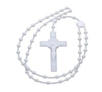 HQHYGM Noctilucent Glowing Rosary Necklaces Catholicism Religious Jewelry Party for Prayer Soft Gel Colorful Luminous Fluorescent Beads Necklace