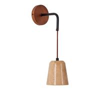 HQHYGM Nordic Travertine Hanging Wire Indoor Lamp 4.3" Fixture for Bedroom Bedside Home Decor Light Hardwired Farmhouse Wall (Walnut Color)