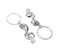 HQHYGM Note Microphone Keychain Silver Music Symbol Key Rings Versatile Accessory for Keys Bags and