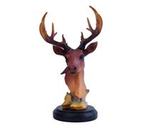 HQHYGM Ornament Deer Head Figurine Craft Animal Home Decor Decorative Adornment Resin Statue for NightStand Desktop, Brown
