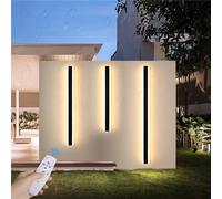HQHYGM Outdoor Garden Wall Light Dimmable with Remote Control Wall Wall Mounted Black Outside Indoor Long Strips Wall Lamp IP65 Waterproof Exterior Bar Fixture Hallway (150CM Warm Light)