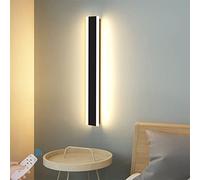 HQHYGM Outdoor Garden Wall Light Dimmable with Remote Control Wall Wall Mounted Black Outside Indoor Long Strips Wall Lamp IP65 Waterproof Exterior Bar Fixture Hallway (40CM Dimmable)