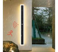 HQHYGM Outdoor Garden Wall Light with Motion Sensor Wall Lamp IP65 Waterproof Long Wall Outside Yard Black 3000K/4000K/6000K Exterior Courtyard Terrace (200cm A Neutral Light)