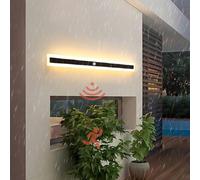 HQHYGM Outdoor Garden Wall Light with Motion Sensor Wall Lamp IP65 Waterproof Long Wall Outside Yard Black 3000K/4000K/6000K Exterior Courtyard Terrace (200cm A Warm Light)