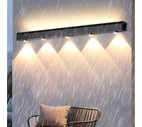 HQHYGM Outdoor Wall IP65 Waterproof Wall Sconces Black Long Rectangular Wall Lamps Aluminum with Spotlight for Pathway Hallway Terrace Bathroom (60cm Warm Light)