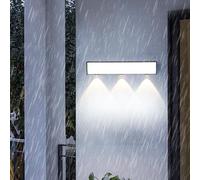 HQHYGM Outdoor Wall IP65 Waterproof with Spotlights Wall Lamp Long Aluminum PC Wall Minimalist Black Rectangular for Villa Hallway Garden Bathroom (40cm White Light)