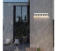 HQHYGM Outdoor Wall IP65 Waterproof with Spotlights Wall Lamp Long Aluminum PC Wall Minimalist Black Rectangular for Villa Hallway Garden Bathroom (90cm Neutral Light)