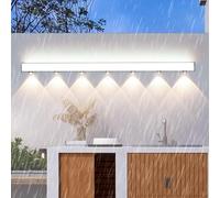 HQHYGM Outdoor Wall IP65 Waterproof with Spotlights Wall Lamp Long Aluminum PC Wall Minimalist Black Rectangular for Villa Hallway Garden Bathroom (100cm White Light)