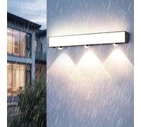 HQHYGM Outdoor Wall IP65 Waterproof with Spotlights Wall Lamp Long Aluminum PC Wall Minimalist Black Rectangular for Villa Hallway Garden Bathroom (40cm Neutral Light)