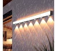 HQHYGM Outdoor Wall IP65 Waterproof with Spotlights Wall Lamp Long Aluminum PC Wall Minimalist Black Rectangular for Villa Hallway Garden Bathroom (100cm Warm Light)