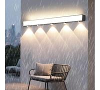 HQHYGM Outdoor Wall IP65 Waterproof with Spotlights Wall Lamp Long Aluminum PC Wall Minimalist Black Rectangular for Villa Hallway Garden Bathroom (60cm Neutral Light)