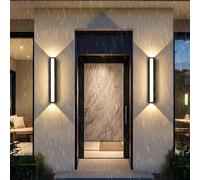 HQHYGM Outdoor Wall Light Up and Down Wall Lamp IP65 Waterproof Balcony Wall Indoor/Outdoor Decoration Wall Aluminium for Terrace Garden Hallway (Warm Light 37cm)