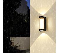 HQHYGM Outdoor Wall Light Up Down Wall Lamp Garden Decorative Wall IP65 Waterproof Wall Outdoor/Indoor Aluminium 2700K for Balcony Terrace Porch (Black Circle 18cm)