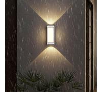 HQHYGM Outdoor Wall Light Up Down Wall Lamp Garden Decorative Wall IP65 Waterproof Wall Outdoor/Indoor Aluminium 2700K for Balcony Terrace Porch (White Square 18cm)