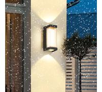 HQHYGM Outdoor Wall Light Up Down Wall Lamp Garden Decorative Wall IP65 Waterproof Wall Outdoor/Indoor Aluminium 2700K for Balcony Terrace Porch (Black Square 27cm)