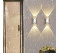 HQHYGM Outdoor Wall Light Up Down Wall Lamp Garden Decorative Wall IP65 Waterproof Wall Outdoor/Indoor Aluminium 2700K for Balcony Terrace Porch (White Circle 18cm)