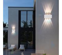 HQHYGM Outdoor Wall Light with Motion Sensor Wall Lamp Up Down IP65 Waterproof Wall USB Rechargeable Wall Touch Control 2700K/4500K/6500K for Balcony Garden Terrace (White 6 Heads)