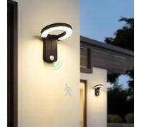 HQHYGM Outdoor Wall Light with Motion Sensor Wall Lamp Yard Decorative Wall IP65 Waterproof Wall Aluminium Acrylic for Hallway Villa Balcony (Round Warm Light)