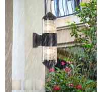 HQHYGM Outdoor Wall Lights IP65 Waterproof Wall Lamp 3000K/4000K/6000K Dimmable Wall Glass Lampshade Industrial Retro Decorative for Outdoor/Indoor Porch (C Black)