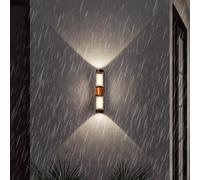 HQHYGM Outdoor Wall Lights IP65 Waterproof Wall Lamp Aluminium Acrylic Long Wall Minimalist Garden Decoration for Porch Garage Doorway Entryway (A White Light Black + Gold)